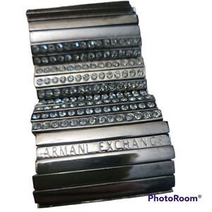Armani exchange pewter color vintage stretchy bracelet with rhinestones